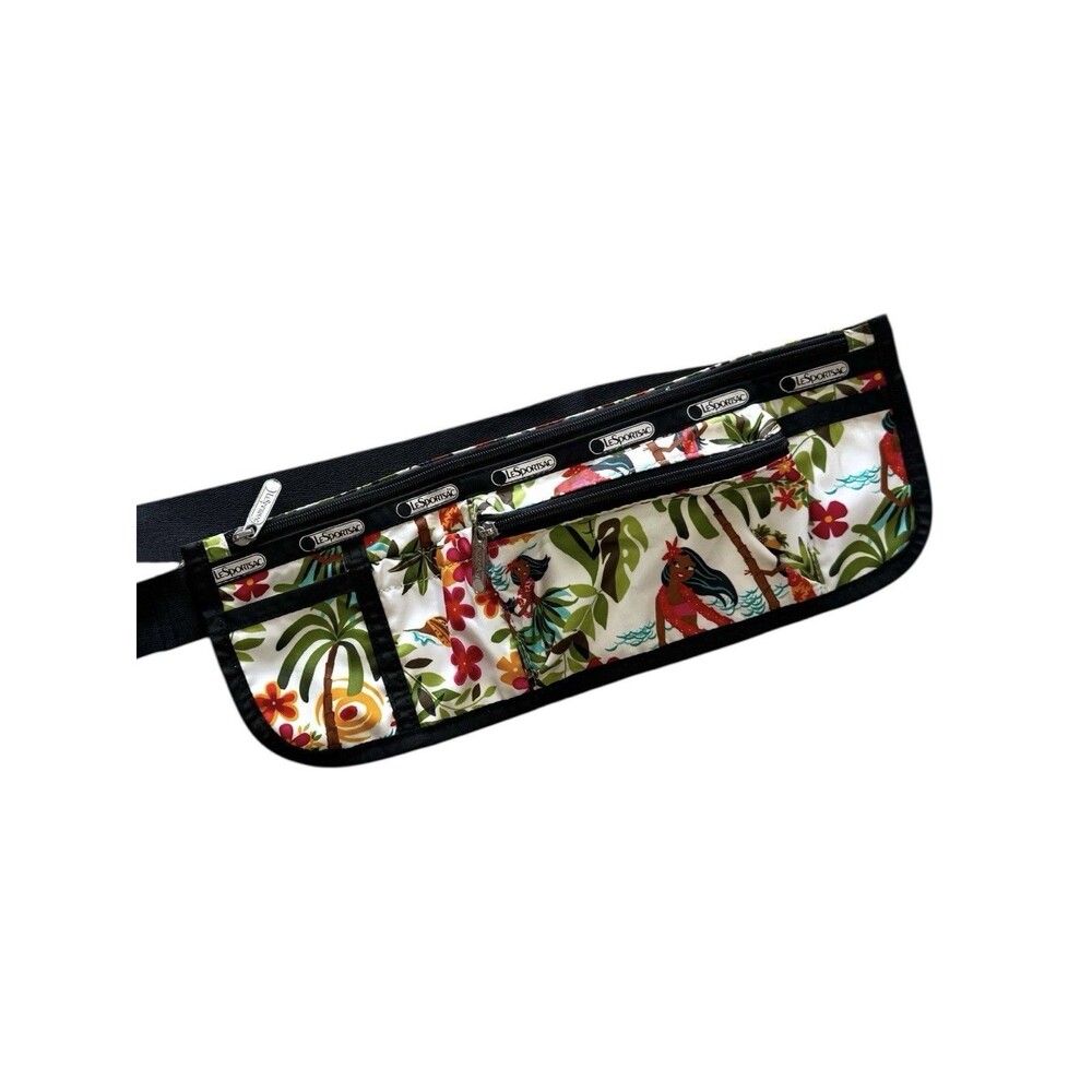 LeSportsac Hula Girl Hawaii Exclusive Fanny Pack Hip Bag Double Zip VTG RARE EUC